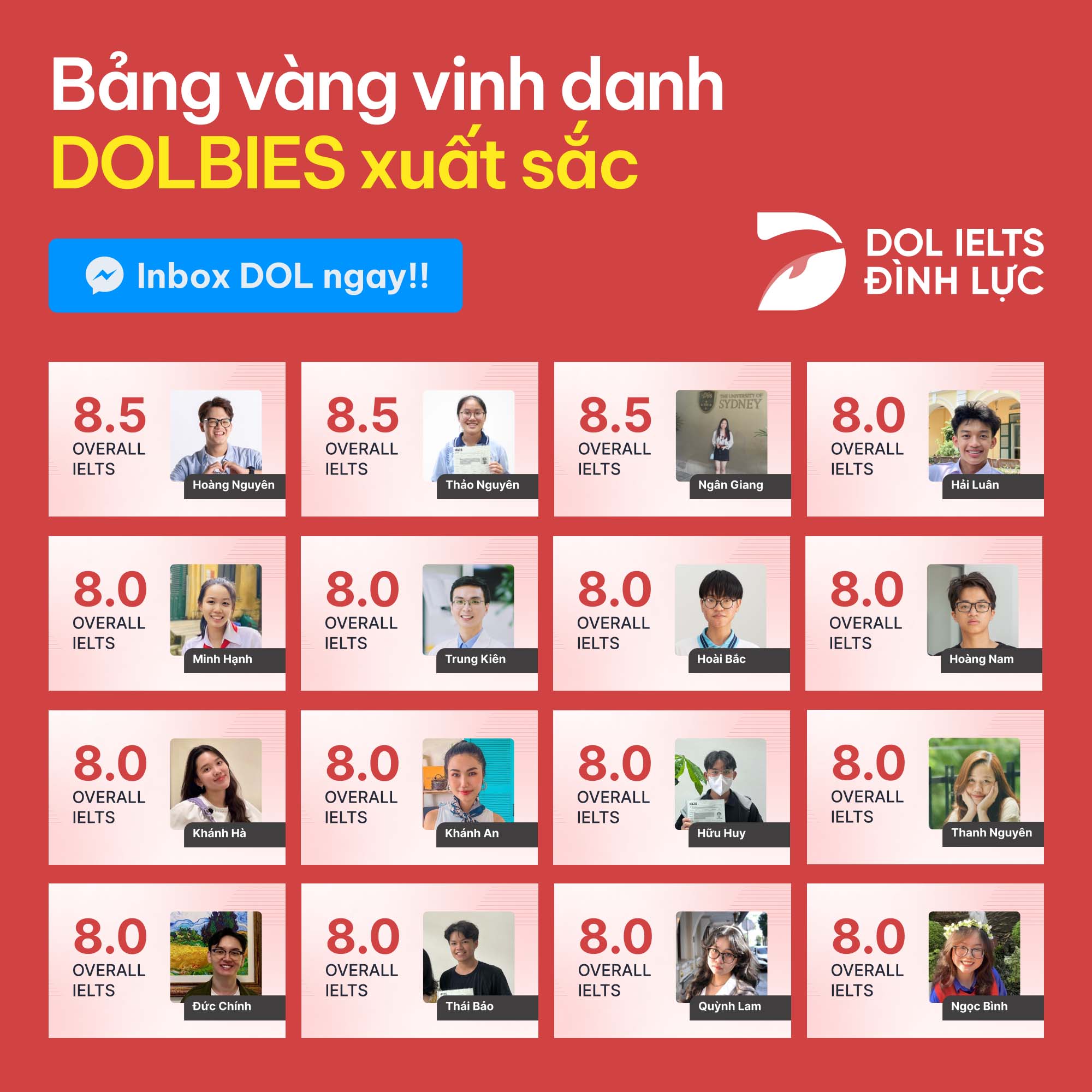 Bảng vàng vinh danh DOLBIES xuất sắc Bảng vàng vinh danh DOLBIES xuất sắc