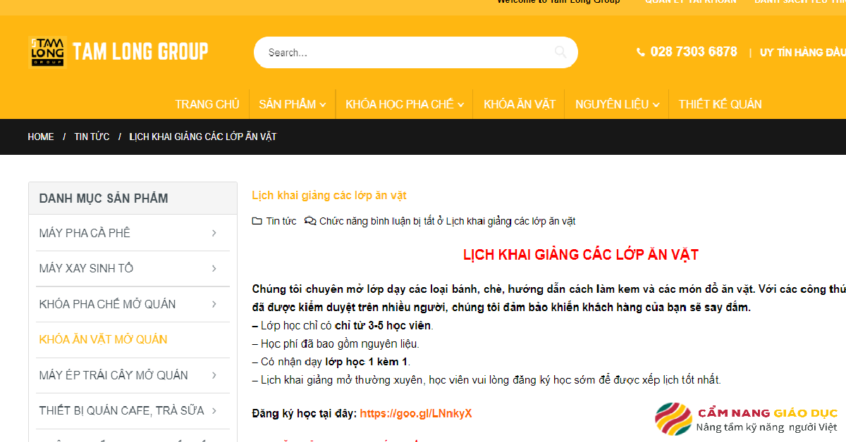 Website trường Tam Long.