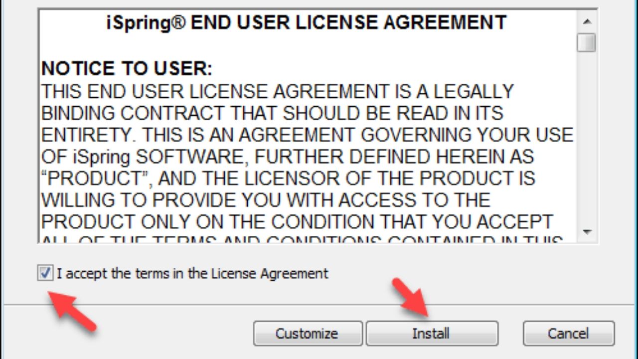 Bước 2: Chọn I accept the terms in the License Agreement => chọn Install