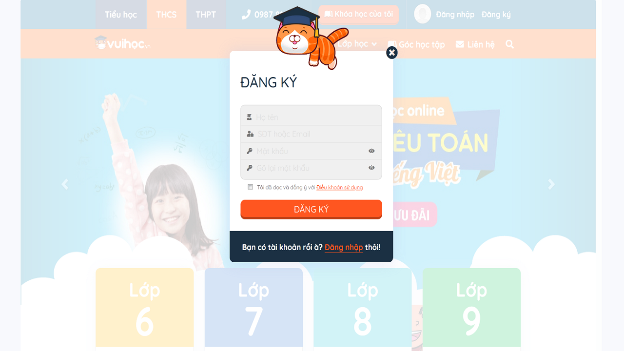 Đăng ký học tại vuihoc.vn