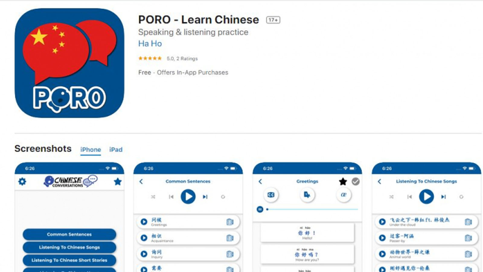 Ứng dụng học tiếng Trung Poro