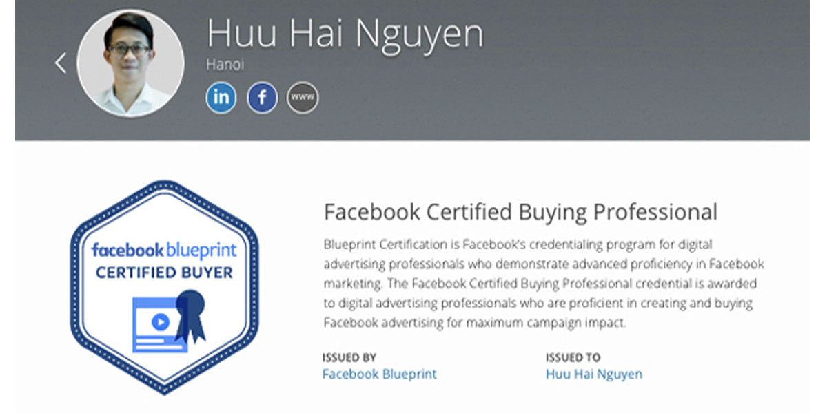 Chứng chỉ Khóa học Digital Marketing Online của Facebook Blueprint
