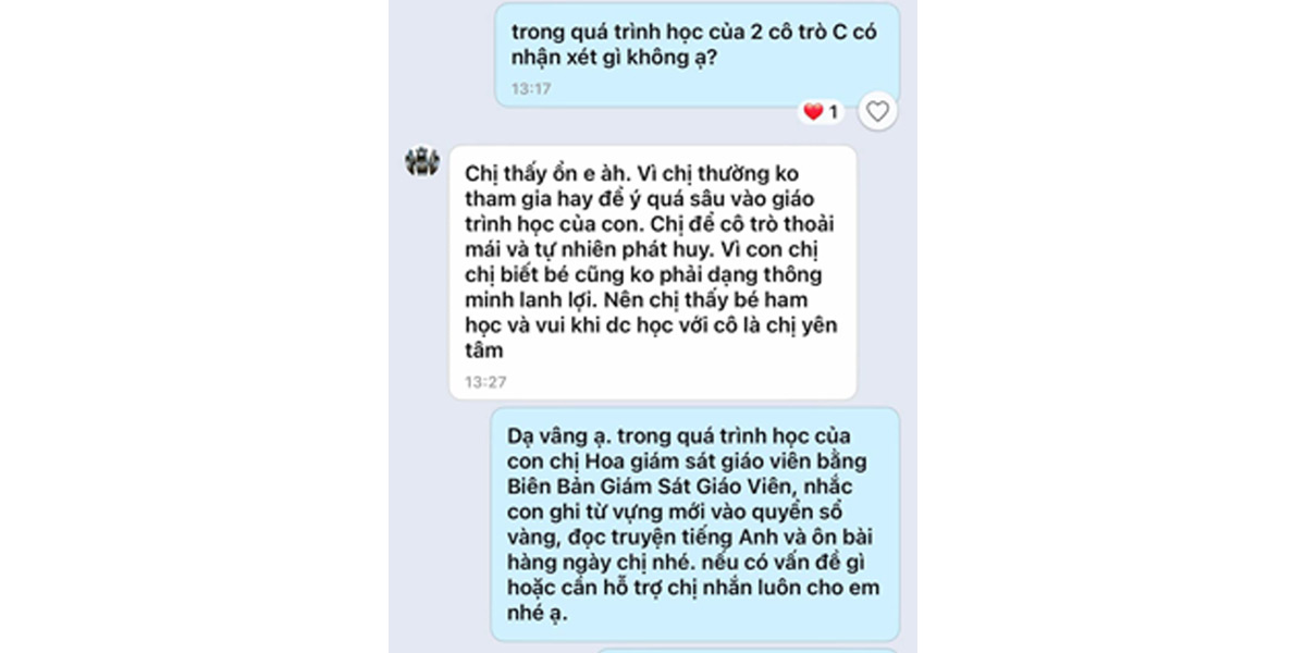 Nhận xét của các bậc phụ huynh sau khi cho con tham gia khóa học gia sư tiếng Anh online với thầy Tùng Trần